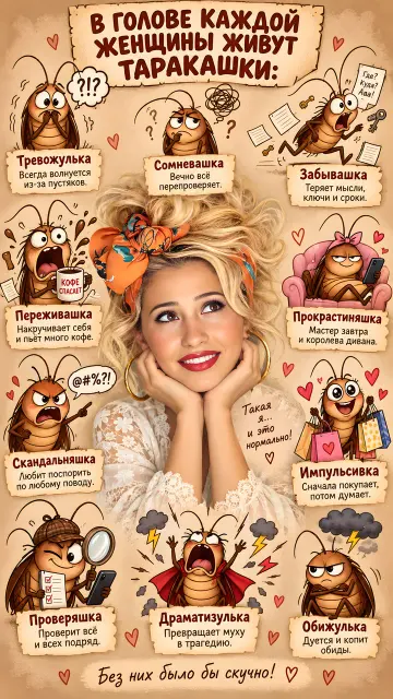 Женские таракашки: юмористический постер