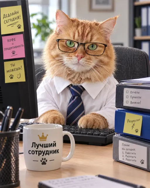 Кот, который работает в офисе