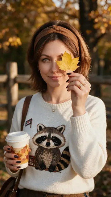 Осенний портрет с кленовым листом