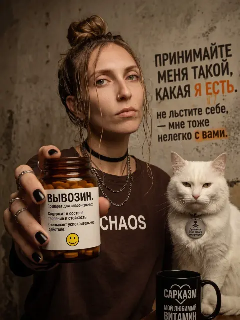 Девушка с успокоительным и котом