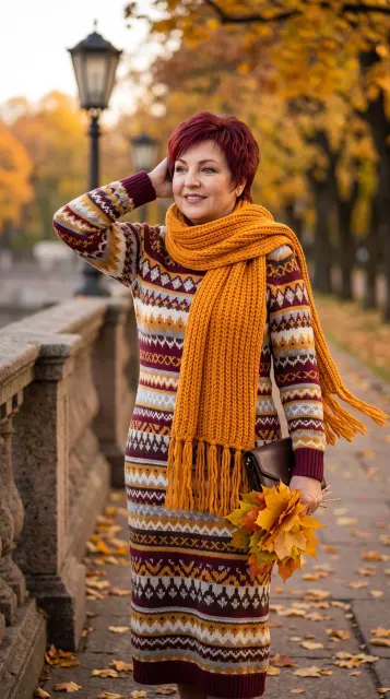 Осенняя фотосессия в вязаном платье