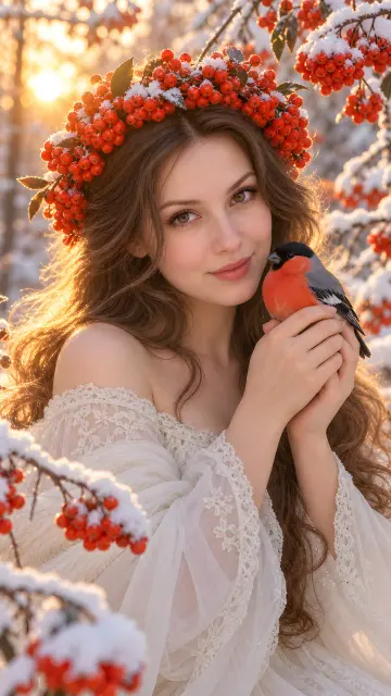 Зимняя сказка с снегирем